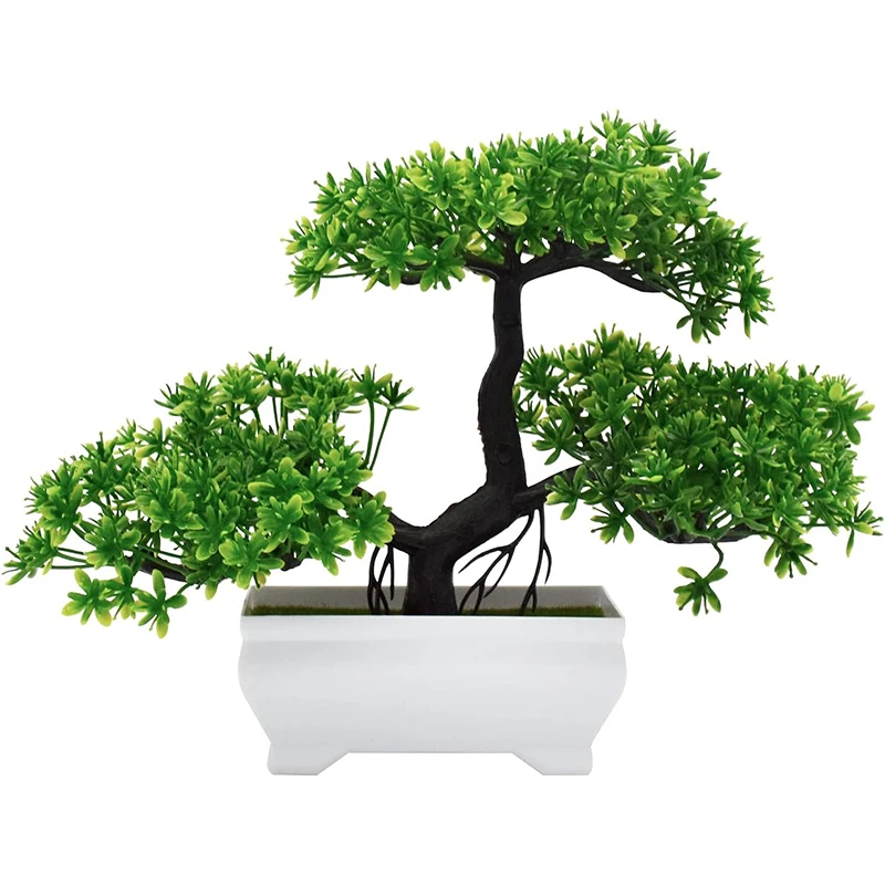 Artificial Bonsai Plastic Bionic Fake Plant for Home Room Indoor Office Decor Garden Outdoor Decoration Desk Bathroom Green Tree