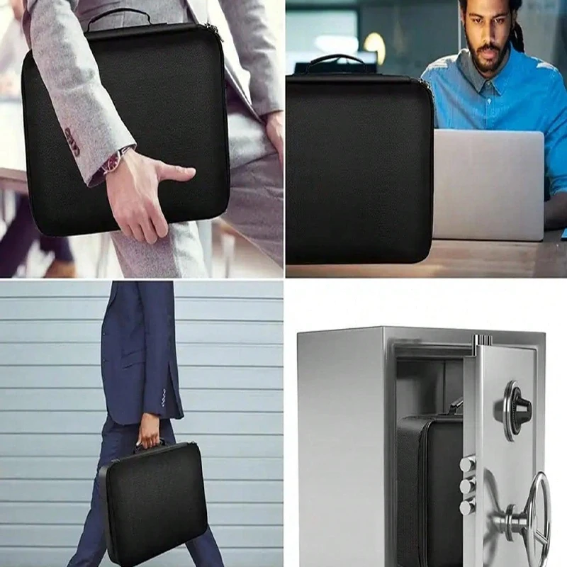 Document Storage Organizer Briefcase 3-Layer Document Storage, Unisex Passport Family Safe Function Document Storage Box
