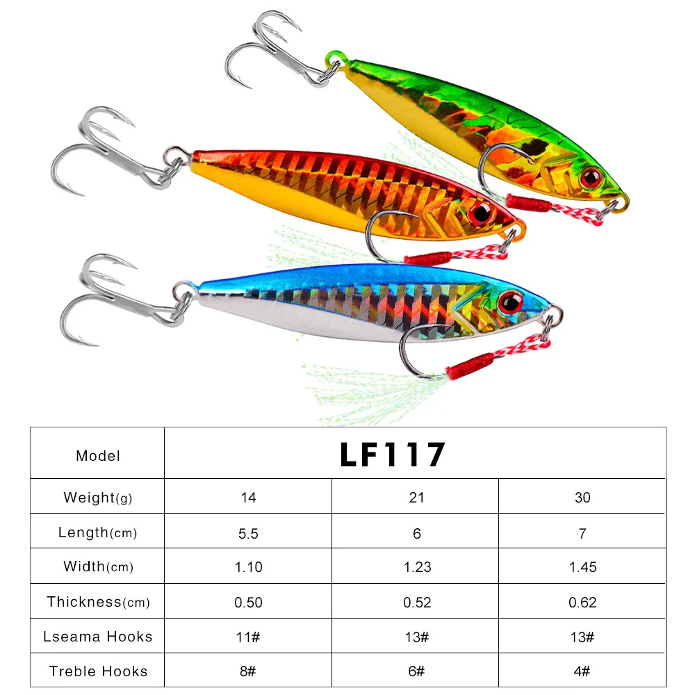 

Lu Ya Bait: Long-range cast iron plate seven-color bottom-sinking artificial bait, iron plate lead fish double-hook bionic