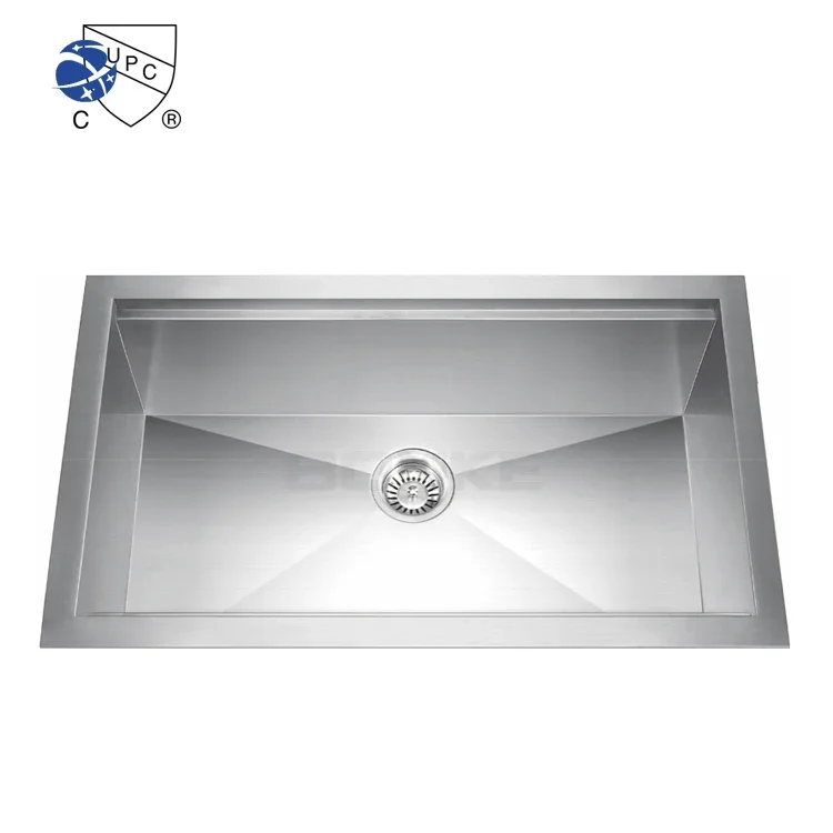 

American Topmount Handmade Stainless Steel Large Single Bowl Square Corner Kitchen Sink