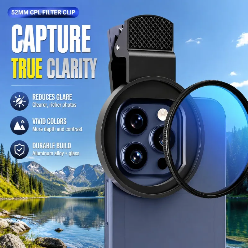 

Mini Intelligent Polarizing Filter for Cellphone Tablet Anti-reflection Light Reduction Lens Flap Eliminate Glare Live