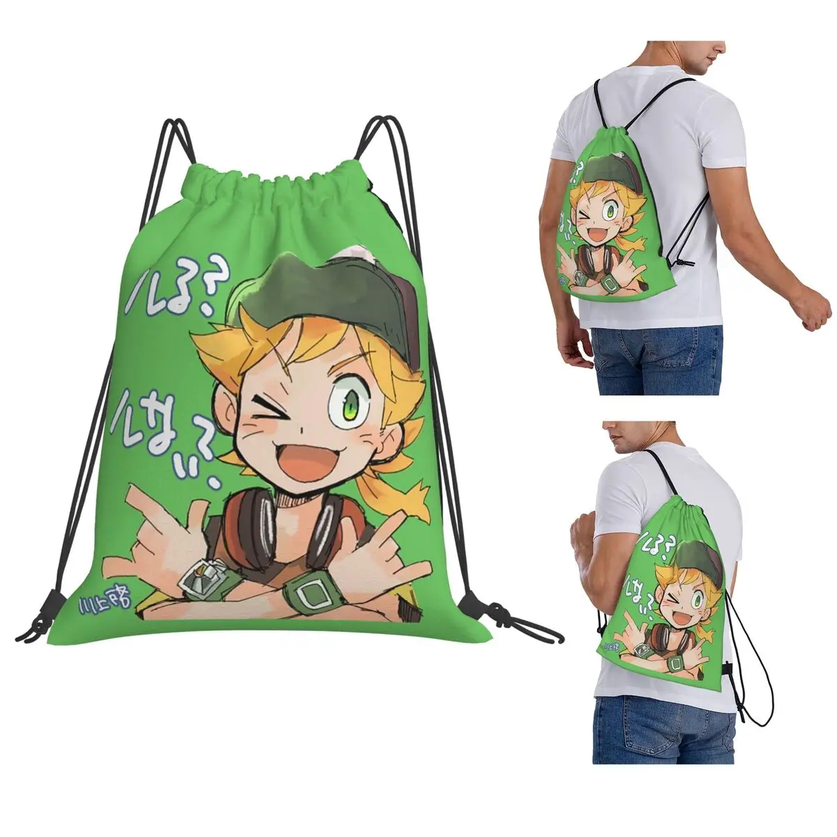 Anime Digimon Matt Backpacks Casual Drawstring Bundle Pocket Sports Bag Book Bags for Travel Students