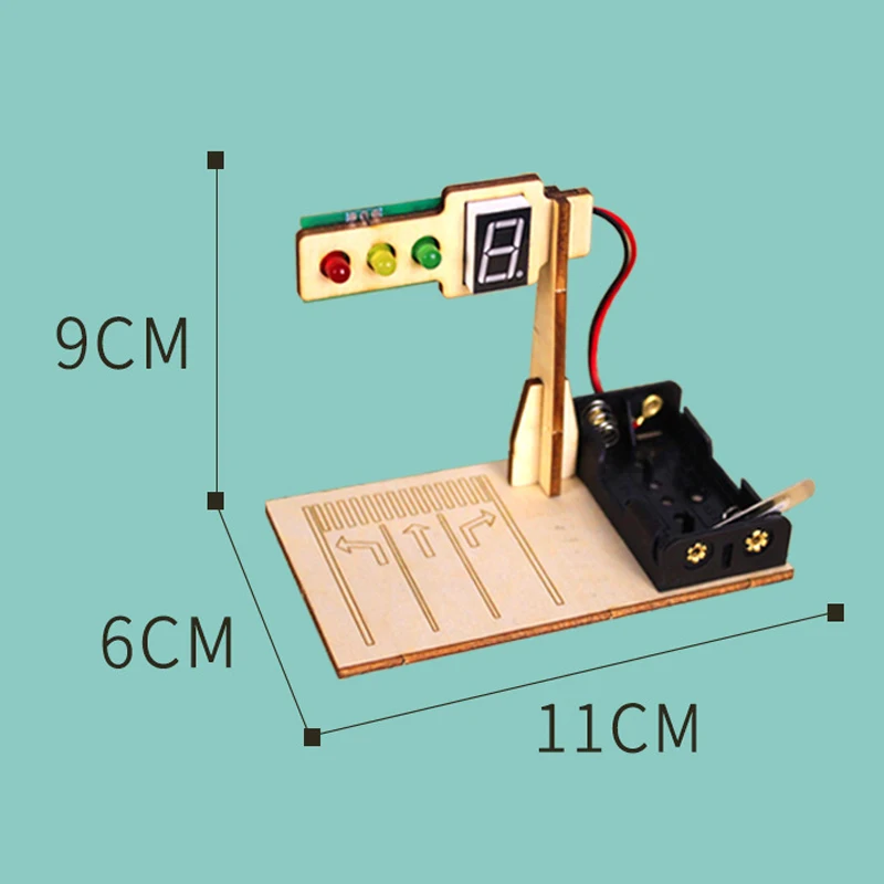 Wooden Traffic Lights Model Kids Science Toy Funny Technology Physics Teaching Aids Kit Learning Educational Toys for Children