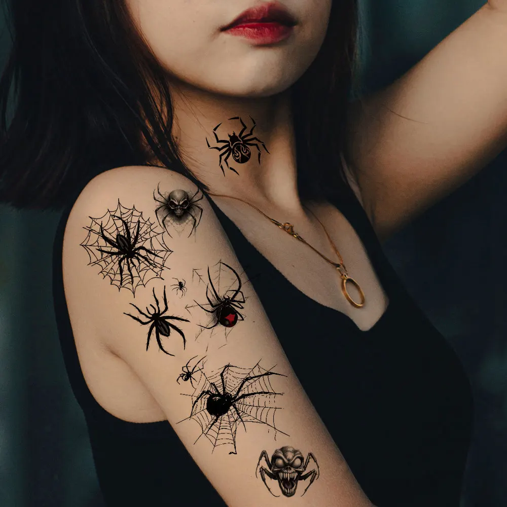 10pcs Spider Web Tattoo Stickers for Halloween Disposable Temporary Tattoos For Men Women Face Makeup Body Decr for Children