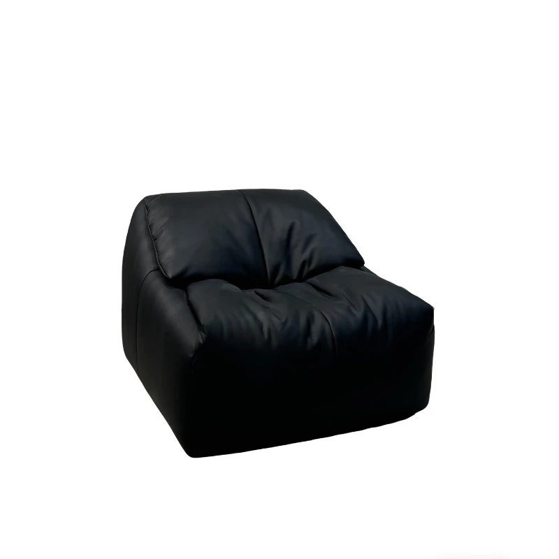 

Fabric sofa small apartment living room Italian minimalist designer black leather soft sofa