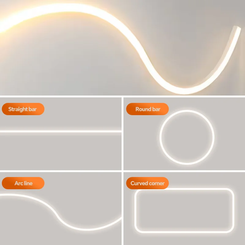 Selubung Silikon LED Strip Lampu Fleksibel Hitam Putih dengan Penutup Pelindung Kontur Tepi