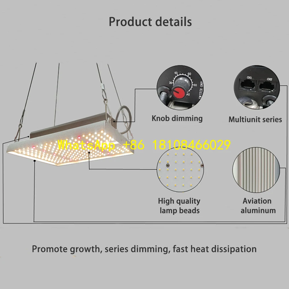 

Intelligent Timing Dimming for Indoor Plant Lighting Grow Lights 120W LED Full Spectrum Plant Growth Light Waterproof Aluminum