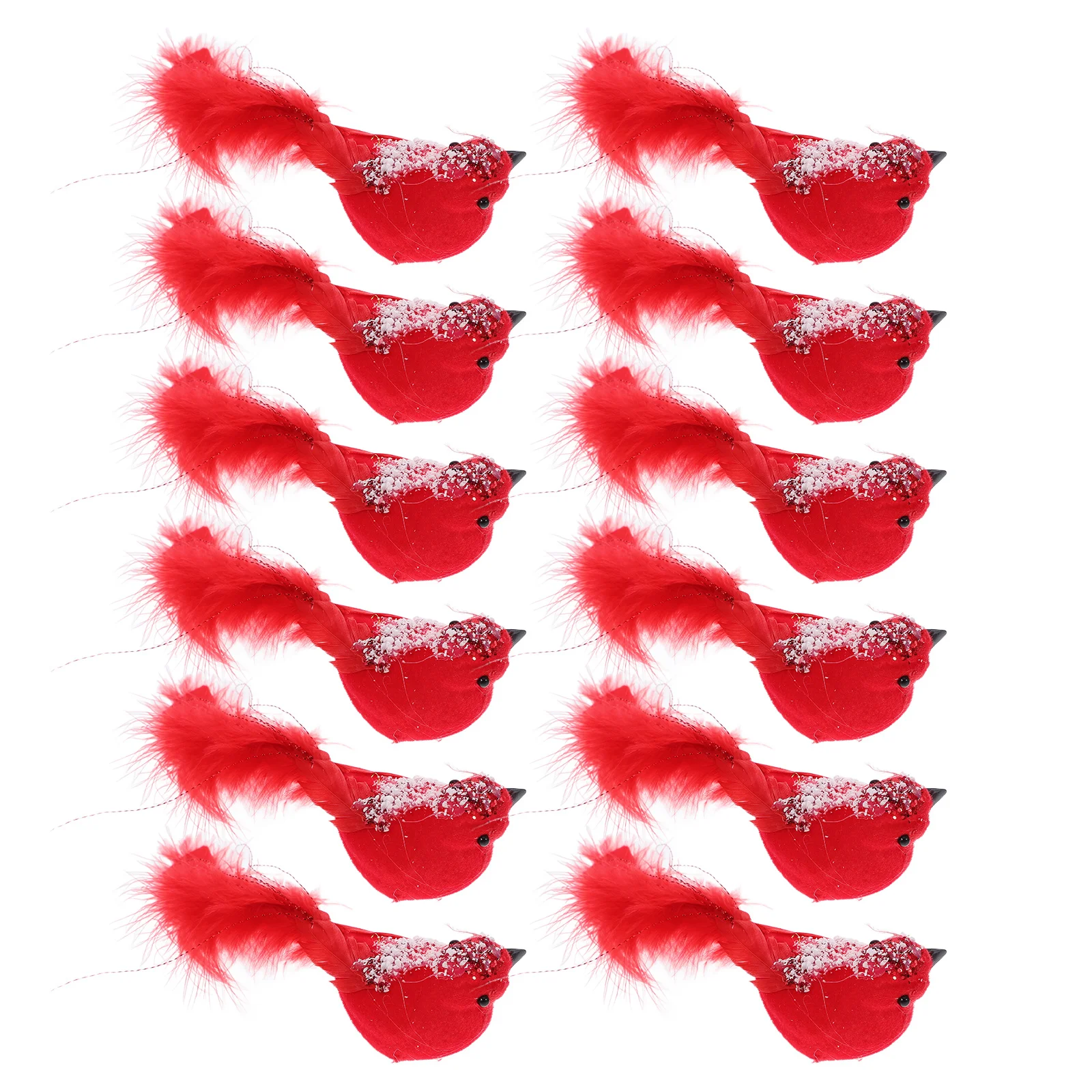 

12 Pcs Cardinal Christmas Tree Ornaments Birds Clip Artificial on with Metal Home Decor Figurines