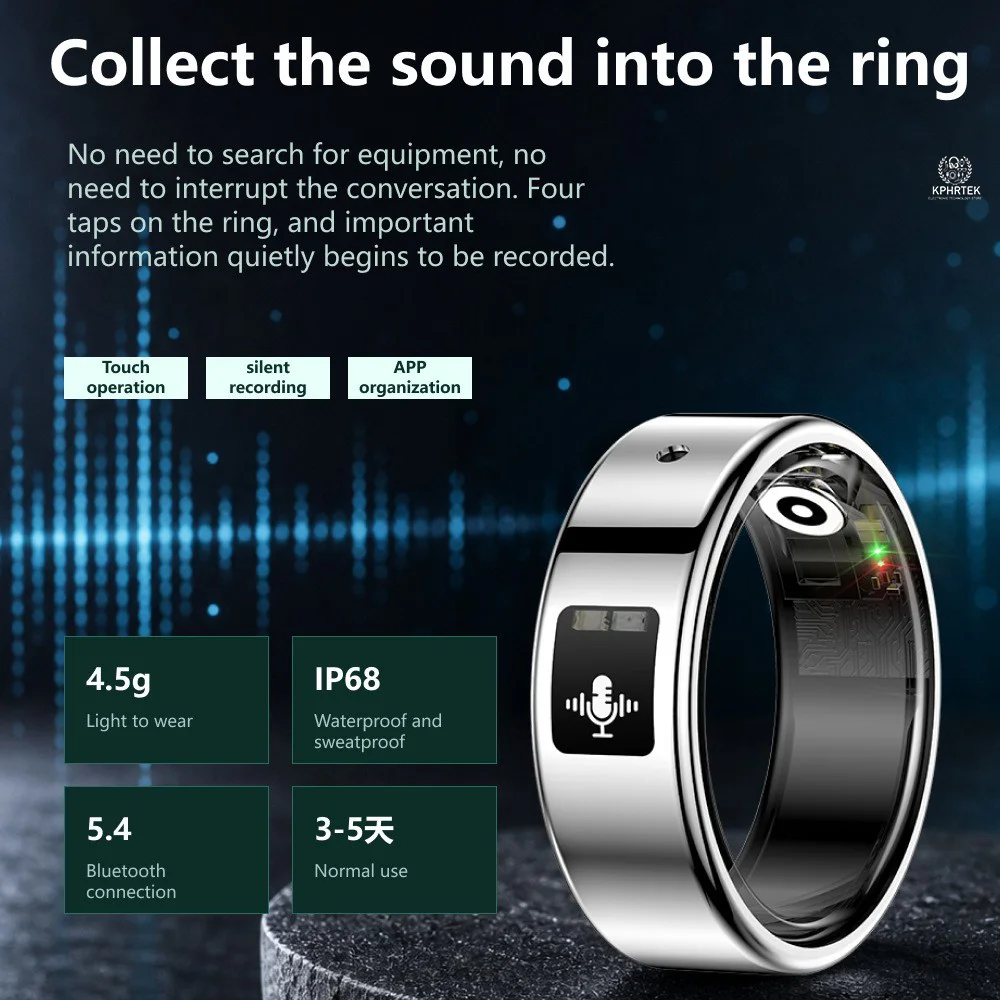 SR116 smart ring: recording, translation, step counting, heart rate, blood oxygen, and sleep monitoring – a multi-functional AI