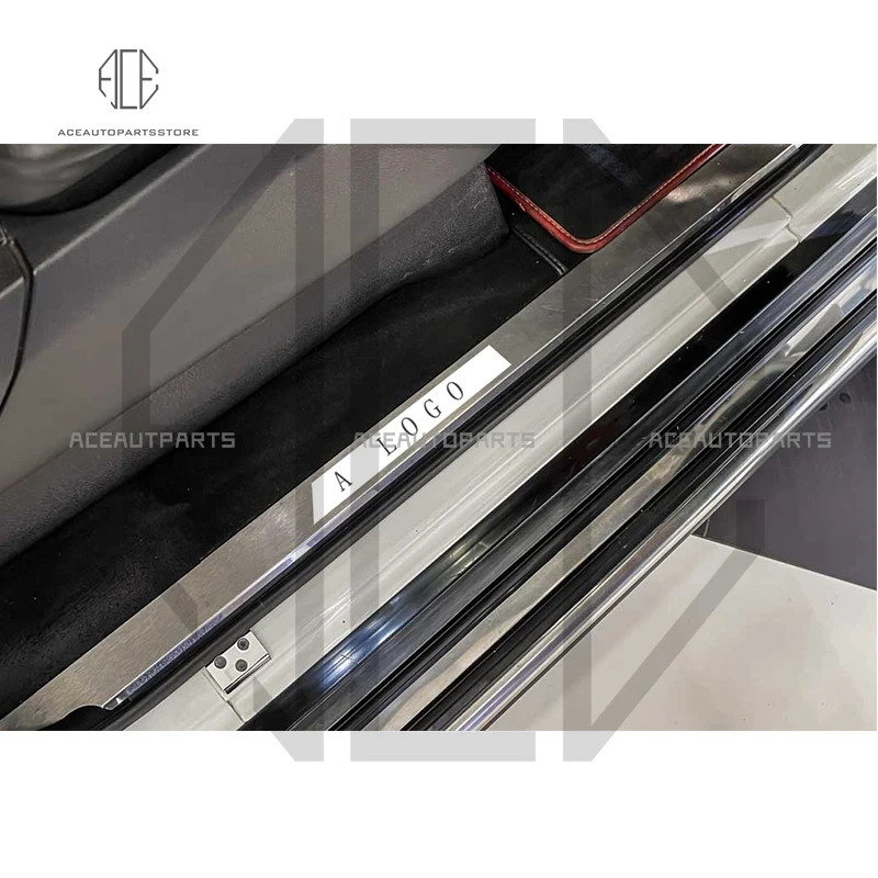 G Class W463 Door Sills With B Logo A Logo Sliver And Black Coler LED Lights G63 G500 G350 Side Pedal Scuff Plate For 2004-2018