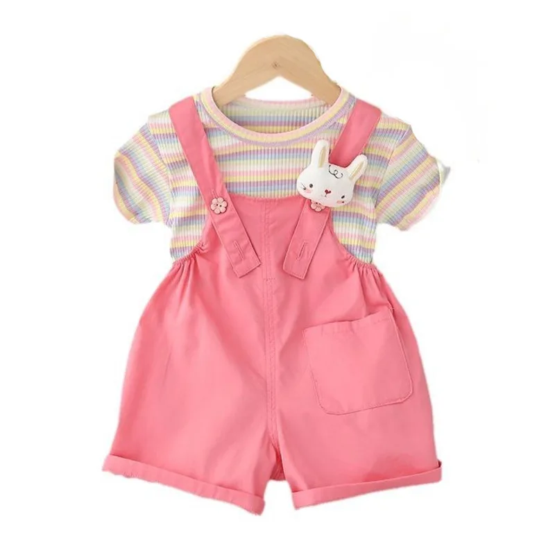 New Summer Baby Girls Clothes Suit Children Cute T-Shirt Shorts 2Pcs/Sets Toddler Casual Costume Kids Outfits Infant Tracksuits