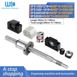 1PC Precision Ball Screw Set SFS1205/1210/1605/1610/1616/2005/2010/2020 End Machined SFS BallNut 500 1000 1150 1050 1100mm BKBF