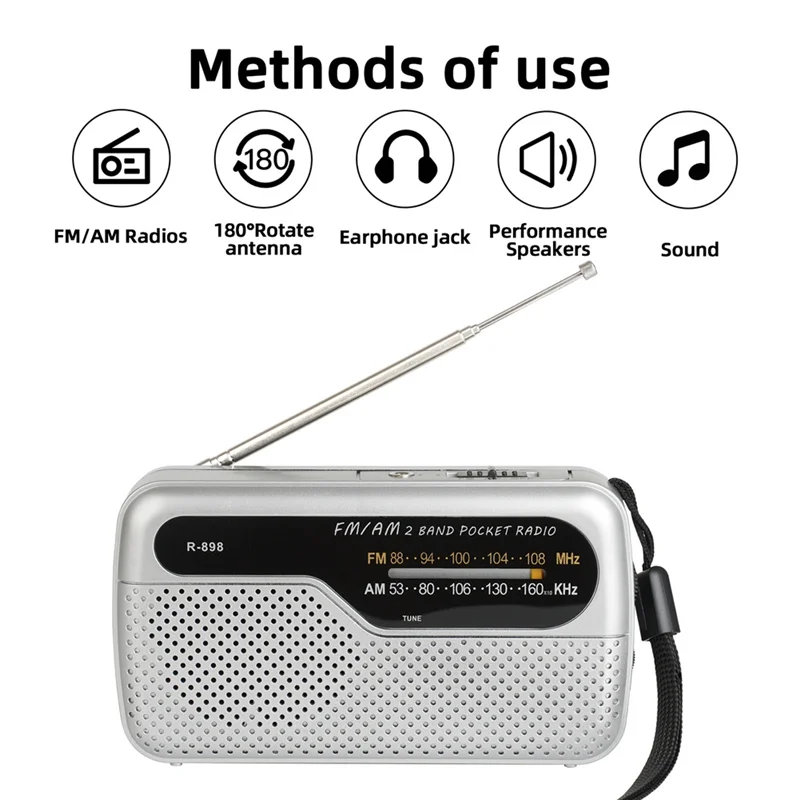 New-Pocket FM AM Radio With Earphone Jack For Emergency Hurricane Running Walking Home Portable Radio Portable Sliver