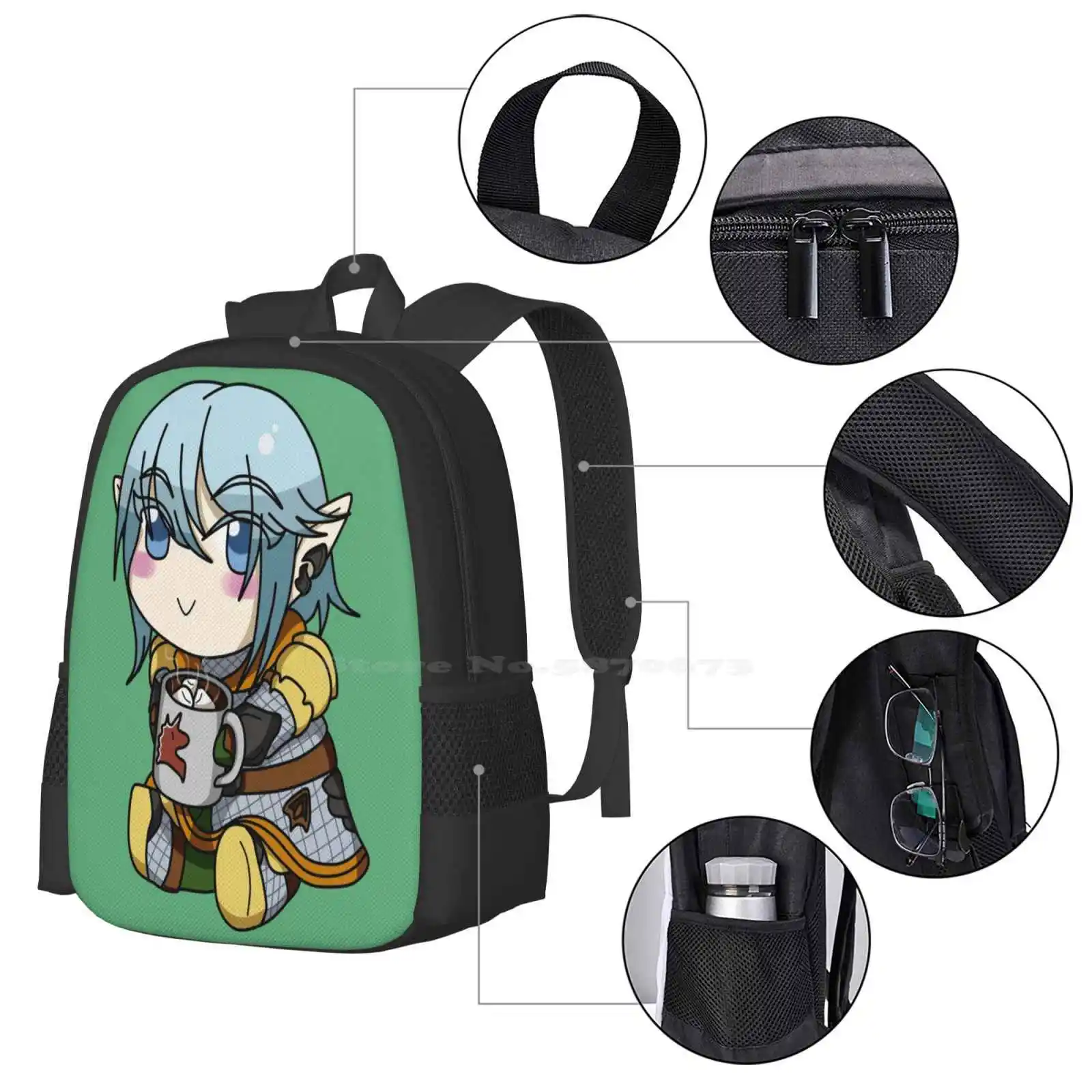 Bitty Haurchefant-mochila escolar con diseño de patrón de moda, bolso para portátil de viaje, Final Fantasy 14, Final Fantasy, fourtiv.ff14