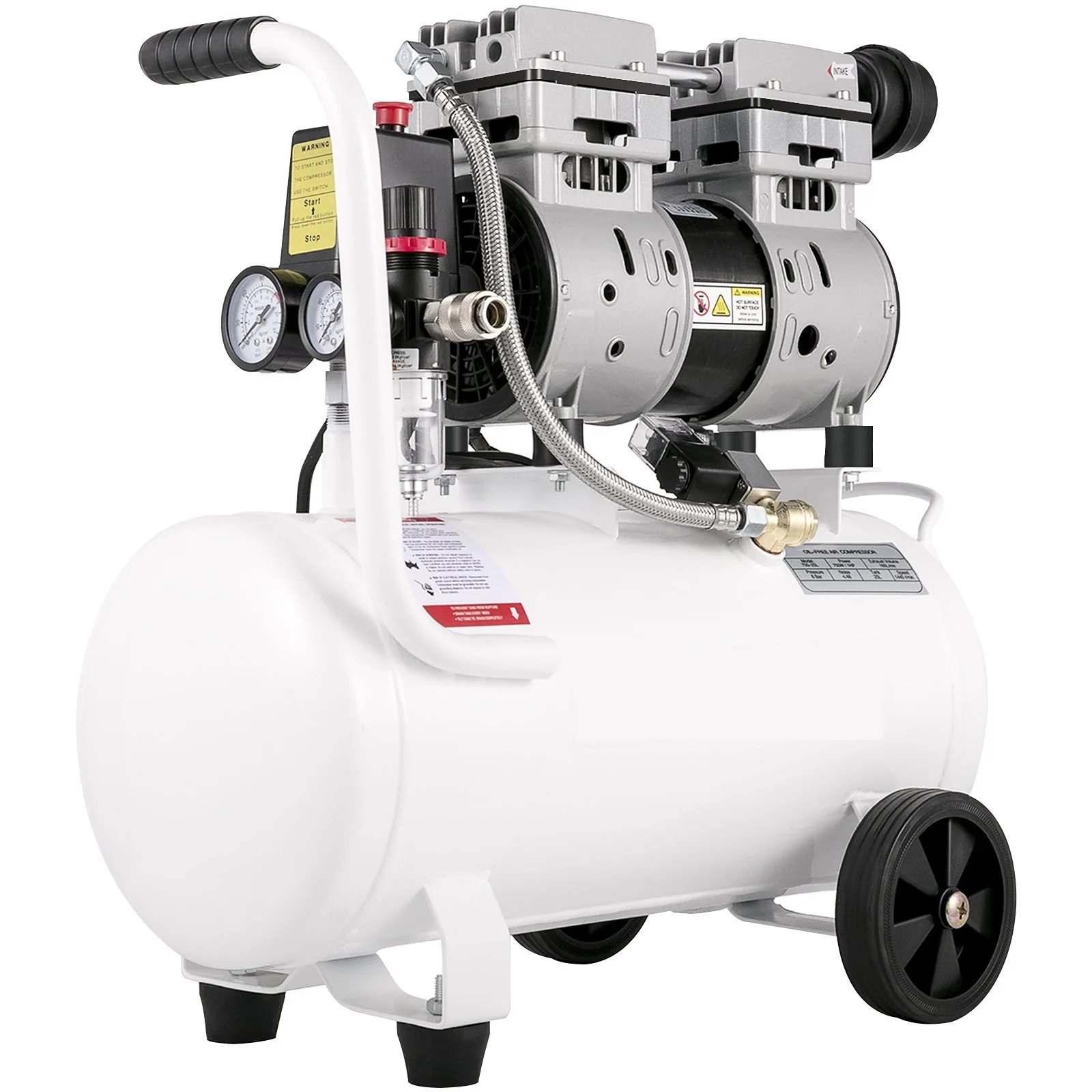 Air Compressor 6.6 Gallon Portable Air Compressor 1HP Oil Free Air Compressor Steel Tank 750W Pancake 25L Tire Inflation 115 PSI