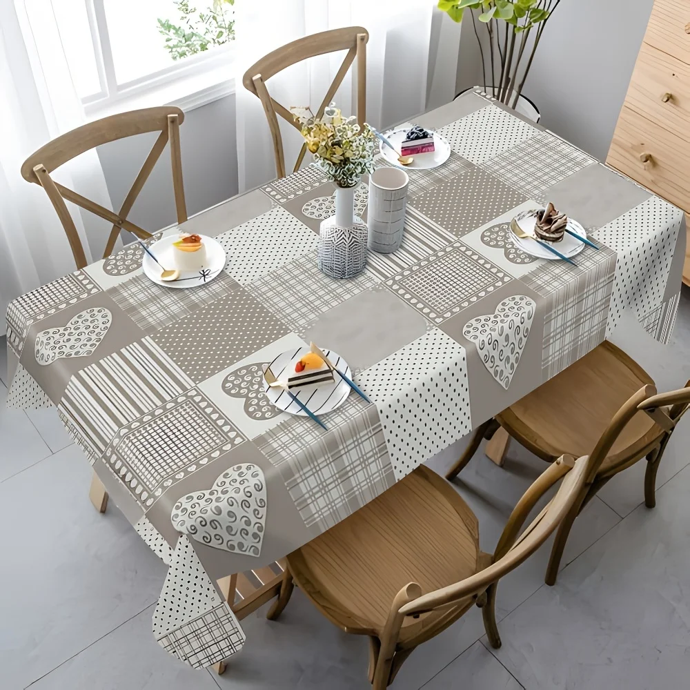 VIKAMA Modern Minimalist Patchwork Tablecloth Home Dining Room Decor Easy Machine Wash, Quick Dry, Pilling-Resistant