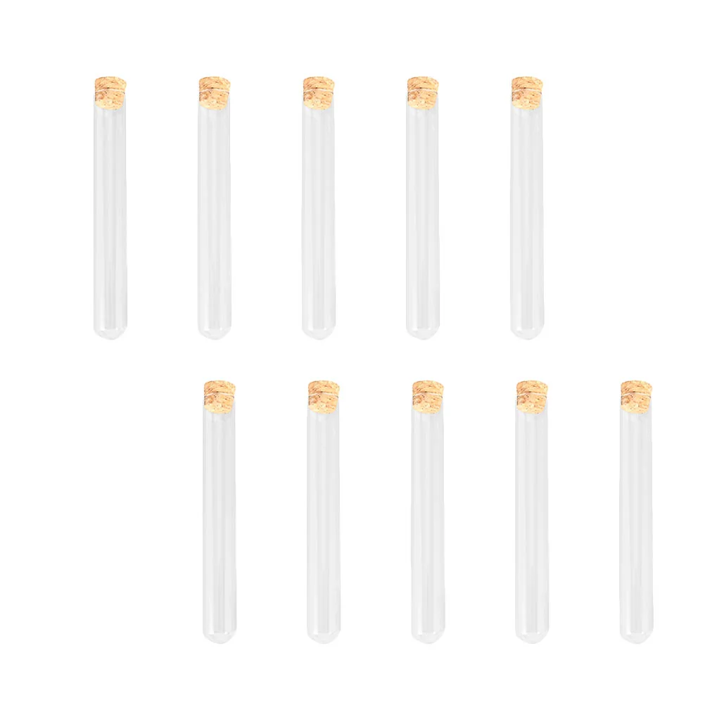 10 Pcs Test Tube Glass Laboratory Accessory Cork Glasses Tubes Centrifuge Vial Wooden Serological Child Alcohol