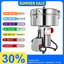 4500G Commercial Grain Grinder High Speed 4500W Cereals Medicinal Materials Spices Powder Crusher Stainless Steel Coffee Grinder