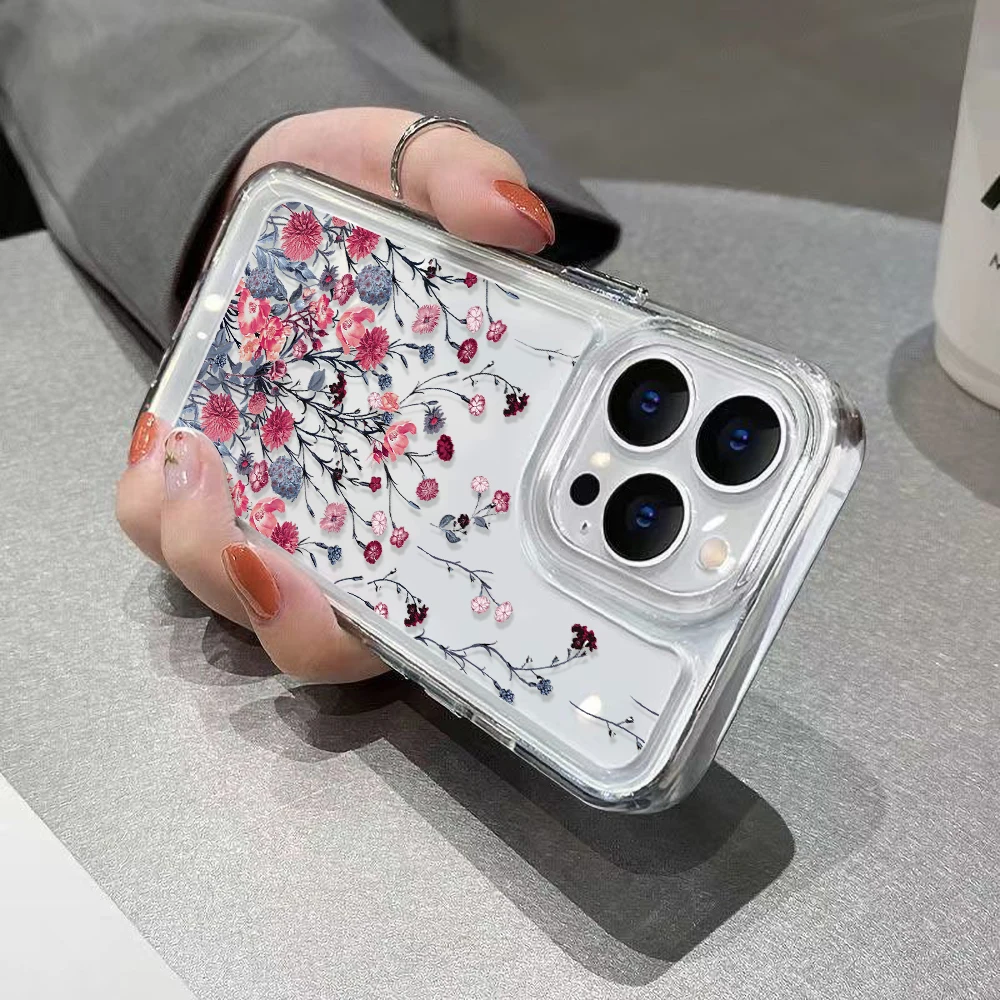Flower Transparent Case For Samsung A53 5G A54 A34 A33 A52 A32 A13 A12 A14 S23 Ultra S22 S21 S20 FE Soft TPU Silicon Funda Cover