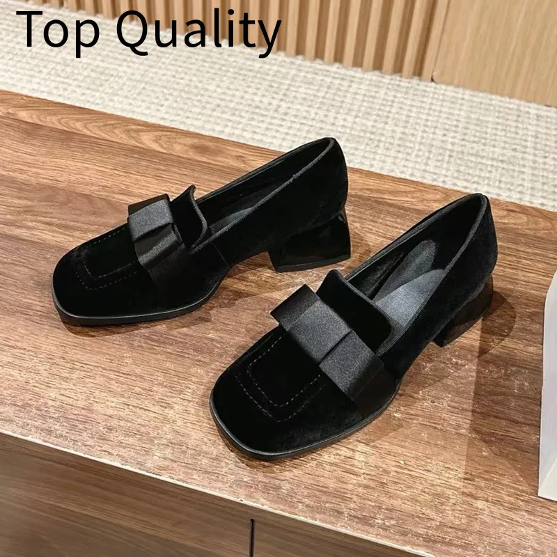 Women's classic decorative strap design simple women's suede retro Le Fu shoelaces follow-up shoes