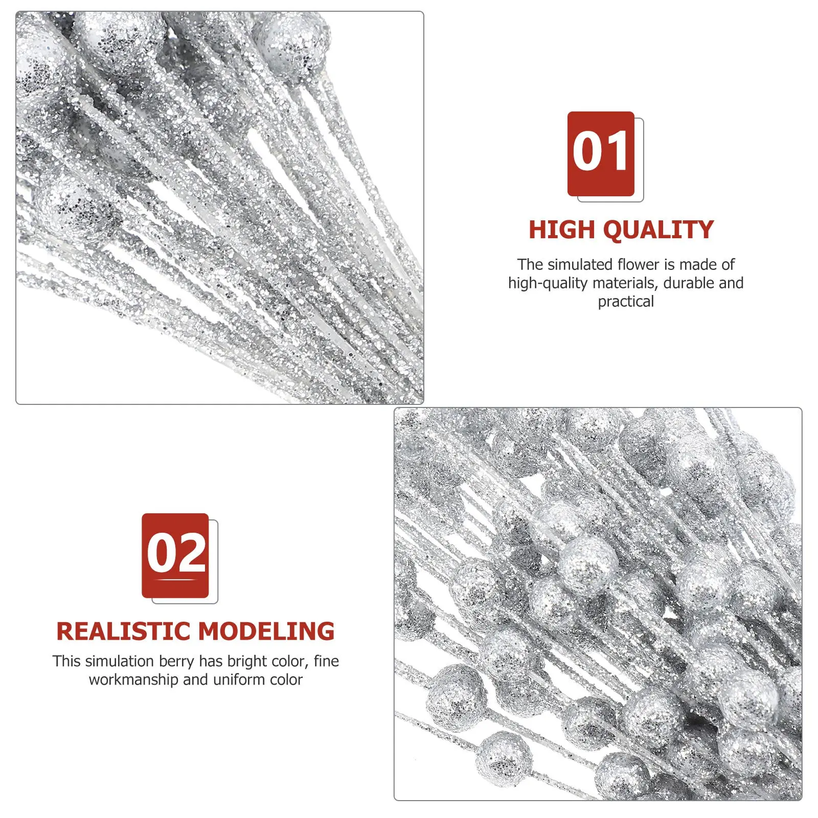 

1Set Flash Powder Branches Simulation Berries Decor DIY Xmas Wreath Garland Artificial Berry Picks for Holiday Party Arrangement