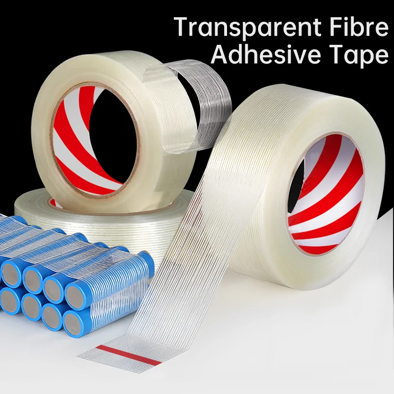 Fiberglass Tape Strong Stripes Single-sided Adhesive Fixed Seal Waterproof Strapping Packaging Tape Transparent Glass Fiber Tape