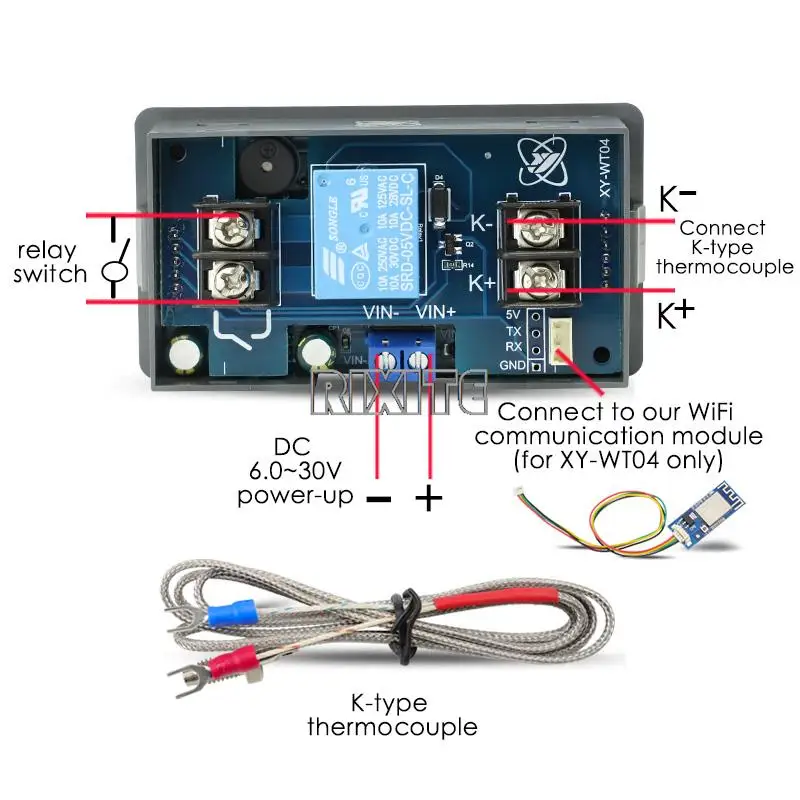 Imagem -03 - Controlador Remoto de Alta Temperatura Termostato Digital Termopar tipo k Wifi-99999 Graus Xy-wt04