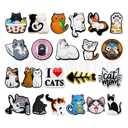 1Pcs PVC New Cute Cats Shoe Charms for Crocs Woman Buckle Kids Pins Decoration Jeans Shoe Accessories X-mas Gift Wholesale