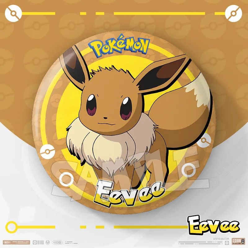 Miniso pikachu emblema anime dos desenhos animados moda charmander eevee mewtwo 75mm duplo flash emblema roupas emblema fãs coleção presente