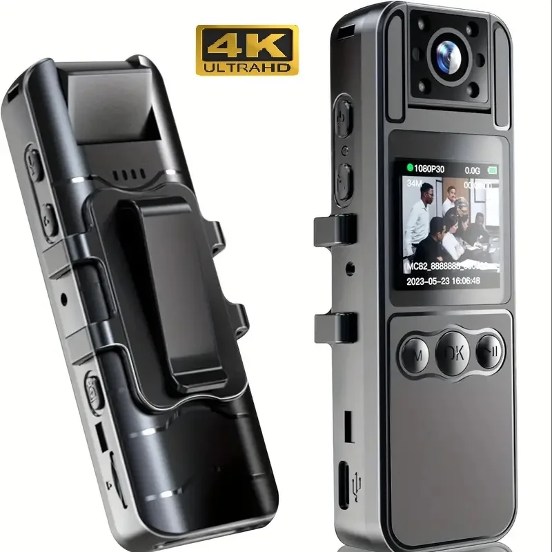

4K Full HD Mini Body Camera with LCD Screen Night Vision Small Camcorder for Bike Police Sports DV Infrared
