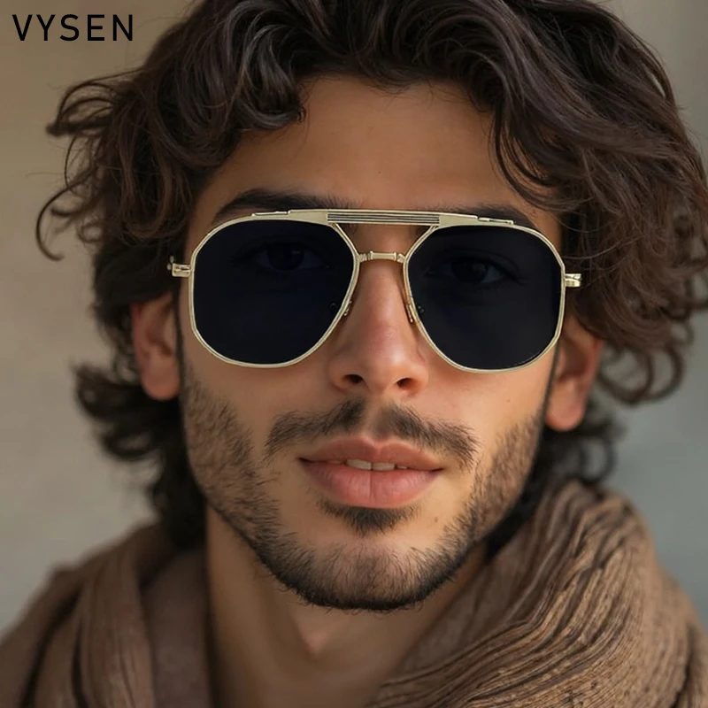 

Classic Steampunk Square Sunglasses Men 2025 Luxury Brand Vintage Punk Metal Frame Sun Glasses Double Beam Eyewear Shades UV400