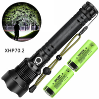 D2 Rechargeable LED Flashlights XHP70 Lamp Beads Super Bright Flashlight Powerful Tactical Flashlight for Camping Fishing Torch