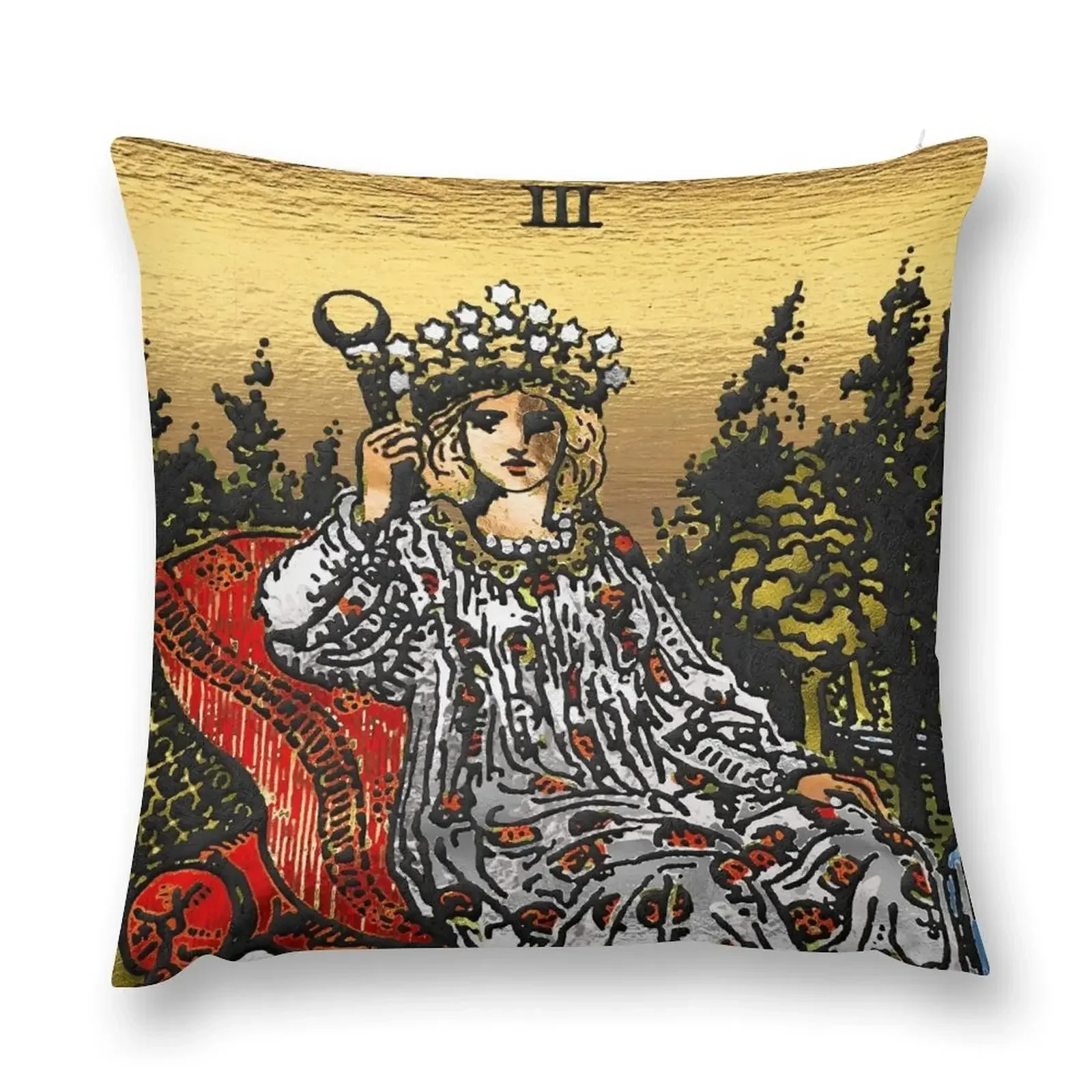 Tarot Gold Edition - Major Arcana - The Empress Throw Pillow Ornamental Pillow Pillowcases For Pillows pillow