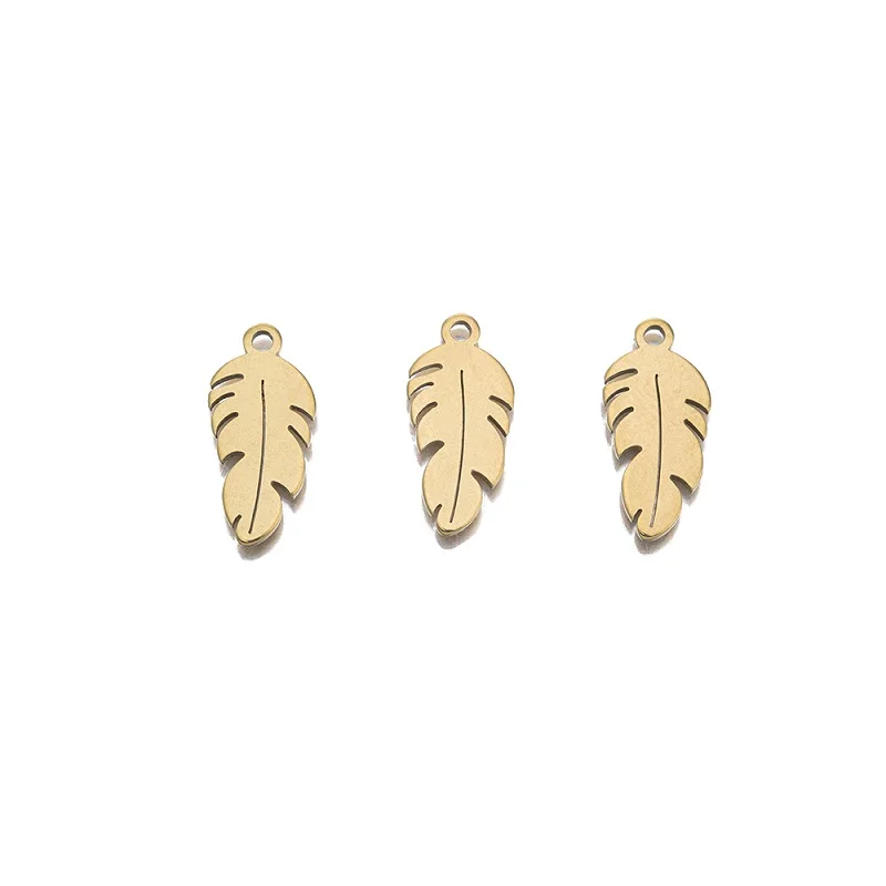 20pcs Stainless Steel Mini Feather Leaf Charms Metal Cutout Links Pendant For DIY Dangle Earrings Necklace Jewelry Making Craft