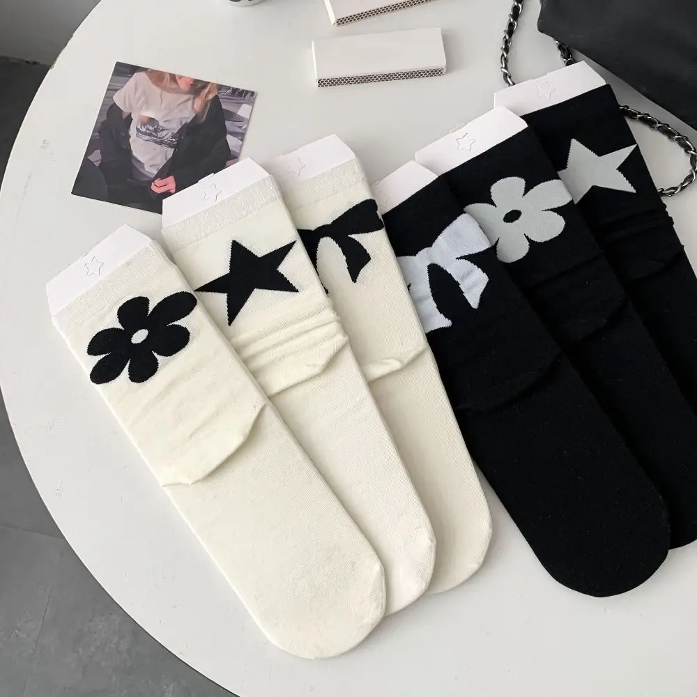 Sweet Star Flower Socks Bowknot Cotton Balletcore Bow Socks traspirante Y2k Ins Style calze School