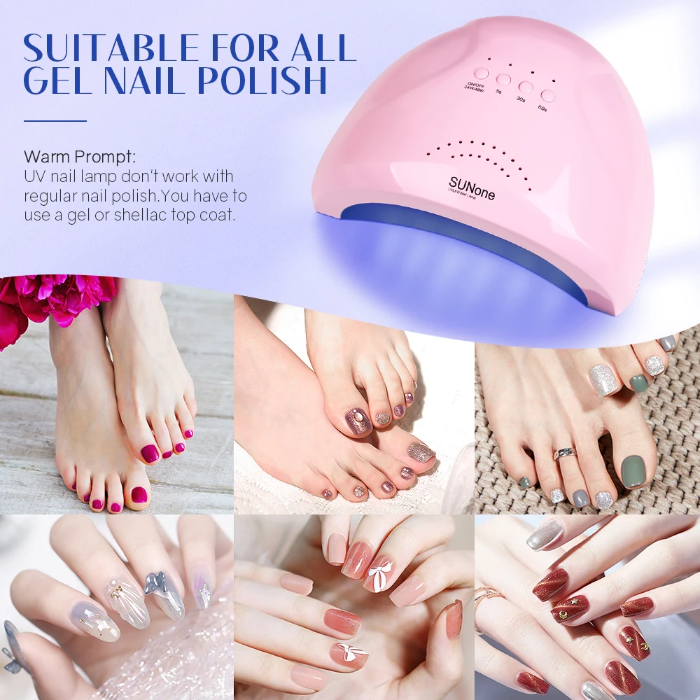 48W UV LED Nail Lamp Professional Gel Polish Drying Lamp with 3 Timer Settings 30 Beads Detachable Tray  for Home Manicure Salon