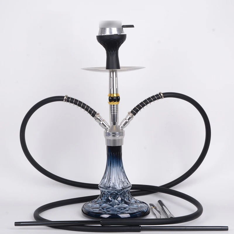 53cm Medium Size Hookah Shisha Set Aluminum Alloy 1/2 Hose Complete Water Pipe Narguile Full Kit With Charcoal Holder Bowl