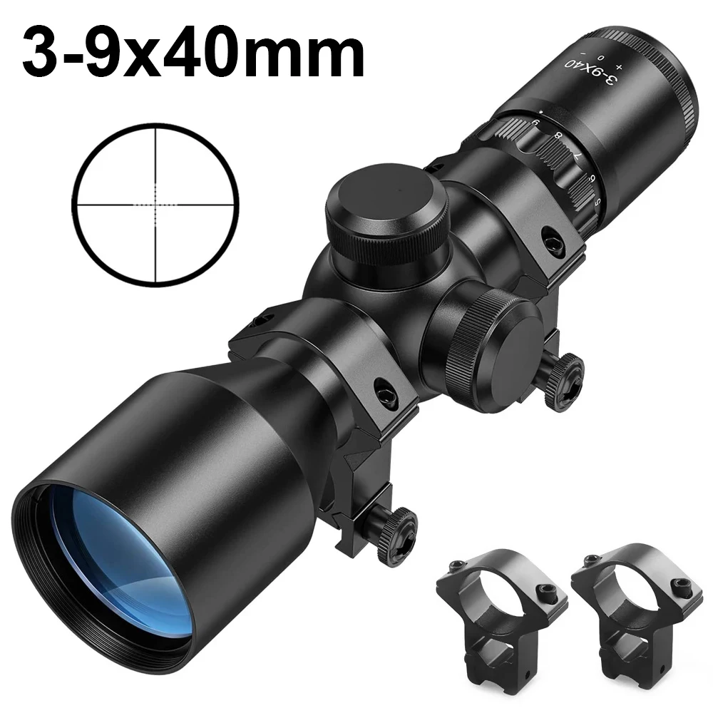 3-9x40 Compact Rifle Scope Hunting Optical Riflescope Sight Crosshair Reticle Shooting Rifle Telescope for 11/20mm Rail