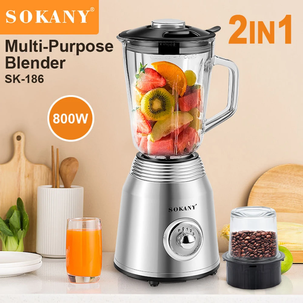 

1.5L 800W Electric Juice Machine Household Food Processors Grinding Cup Multifunctional Blender Bean Grinder 2 In 1 Juicer Mixer