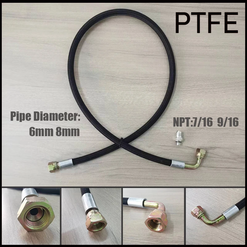 

16FT PTFE Stainless Steel Braided Fuel Gas Oil Line Hose Assembly kit Universal Car Oil Gas Cooler Fuel Hose NPT 7/16 9/16