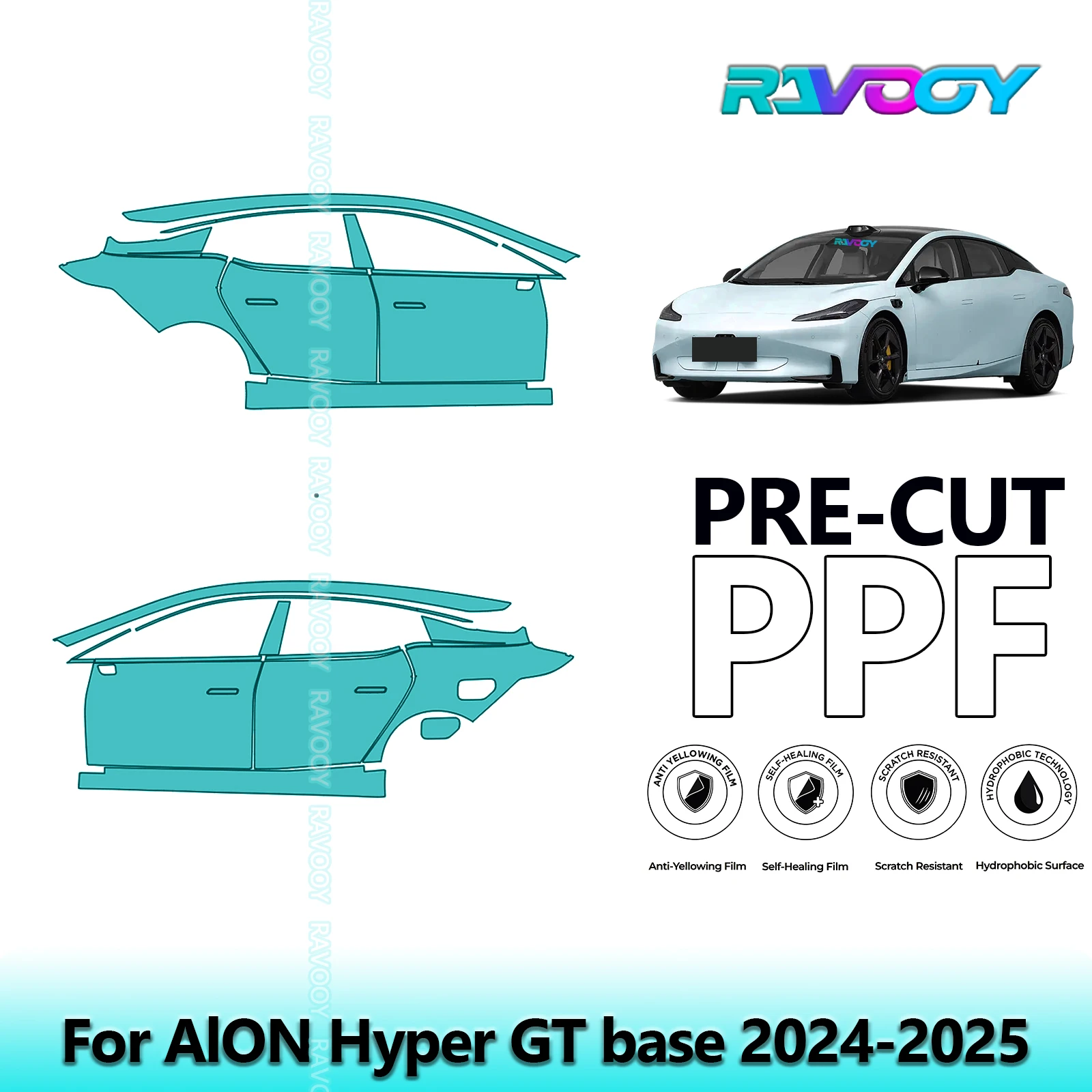 

For AlON Hyper GT base 2024-2025 8.5mil Clear Matte Pre-Cut PPF Door & A/B Pillar Kit TPU Paint Protection Film Set
