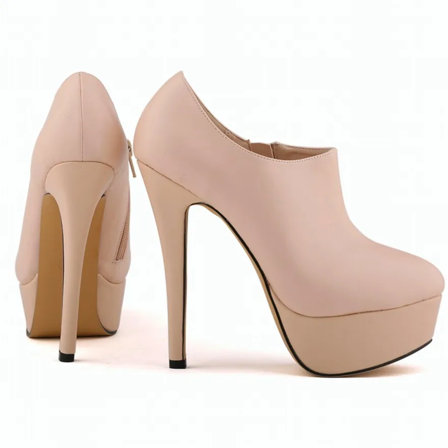 LOSLANDIFEN Concise Weiche Leder Stiefeletten Plattform Zipper Kurze Stiefel Mode frauen Schuhe 14cm Super High Heels Schuhe frau