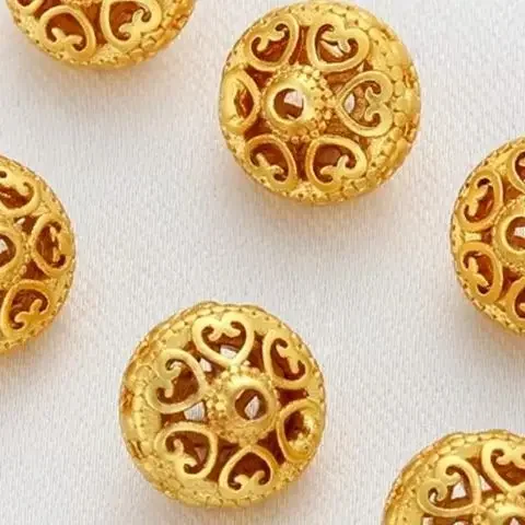 18K Gold Matte Finish Love Symbol Hollow Beads for DIY Handmade Bracelets Necklaces Jewelry Accessories Flat Tire round Design