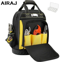 AIRAJ Large Capacity Tool Bag Rubber Durable Waterproof Shoulder Backpack Multi Pocket Tool Kit Electricians Repair Pouch