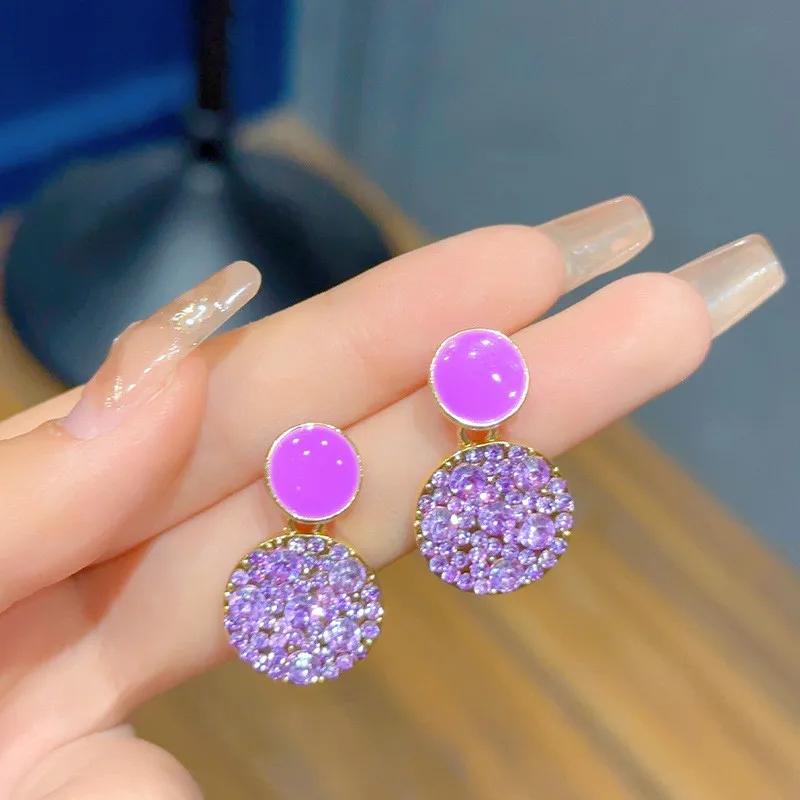 Adolph Trending Purple Circle Drop Earring Fashion Party Korean French Dangle Earrings Female Jewelry For Woman 2023 New