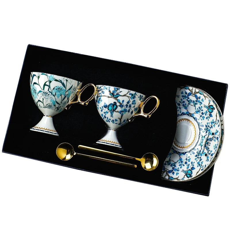 Coffee cup cup saucer set, high-end exquisite British afternoon tea tea set, premium gift box, bone china
