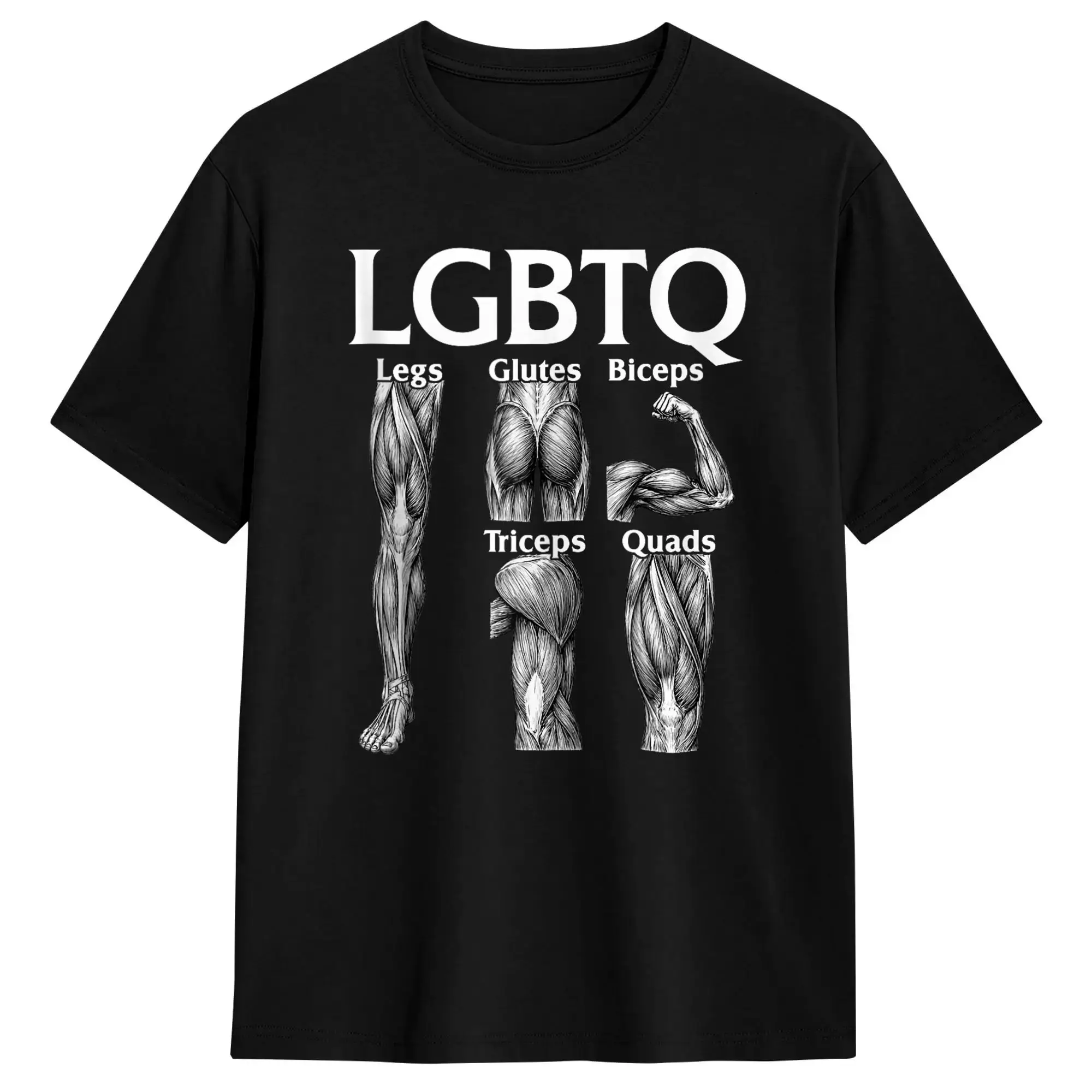 Men Women T-Shirt LGBTQ Legs Glutes Biceps Triceps Quads Gym Lover Workout T-Shirts Hipster  Summer Tees Y2K Fun Cotton Clothing