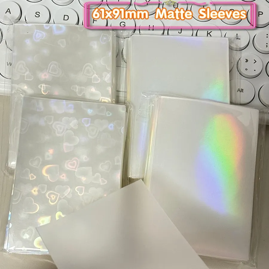 SKYSONIC 50pcs Kpop Card Sleeves 61x91mm Matte Laser Holder For Holo Postcards Top Load Films Photocard Game Cards Protector