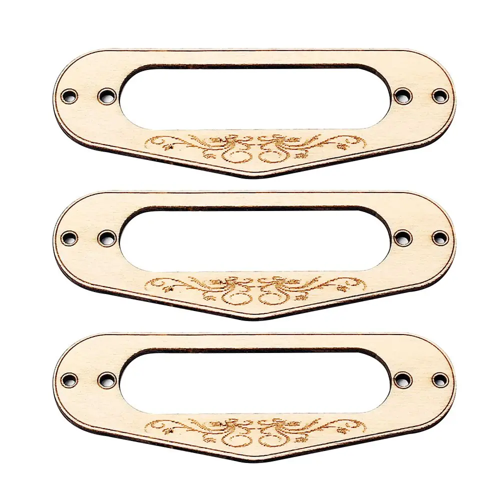 

3 Pcs Guitar Pickups Maple Frame Ring Single Coil Double Humbucker Mounting Golden