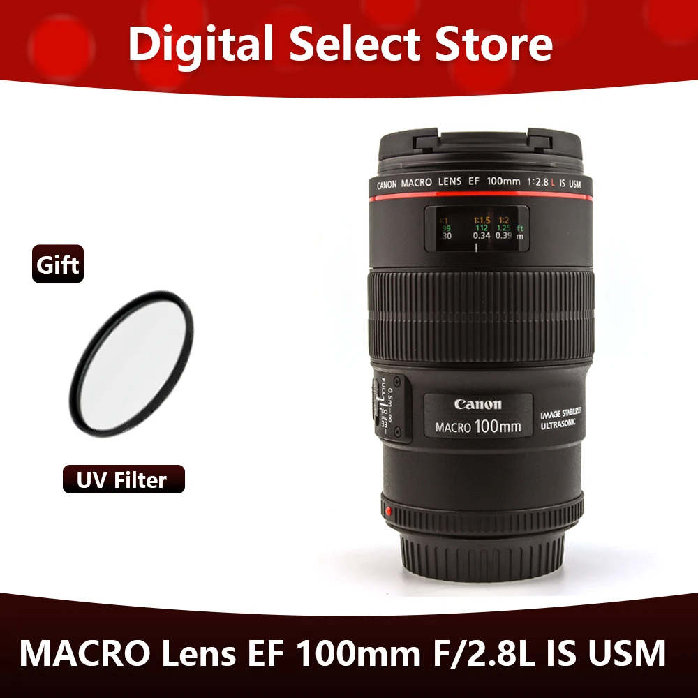 Canon EF 100mm f/2.8L Macro IS USM Lens for Canon EOS 5D Mark IV 5D3 6D Mark II 6D 7D 7D2 90D 80D 77D 5D2 SLR Camera